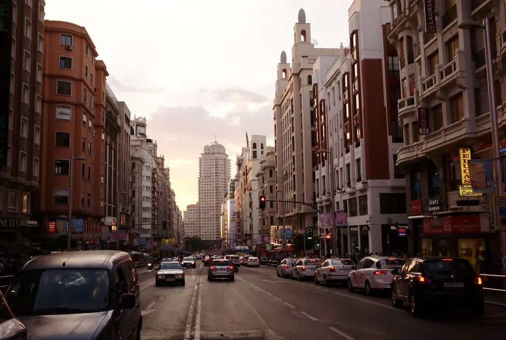 Spanish Fashion on Gran Vía in Madrid, Spain