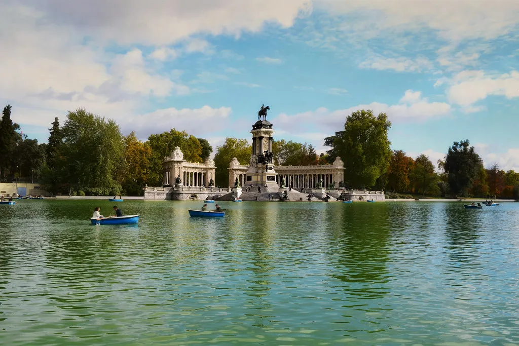 Gardens and Outdoor Spots Inside the Park in Madrid, Spain