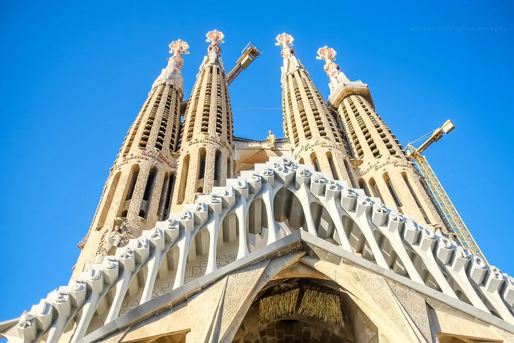 The Facades of the Sagrada Familia in Barcelona, Spain
